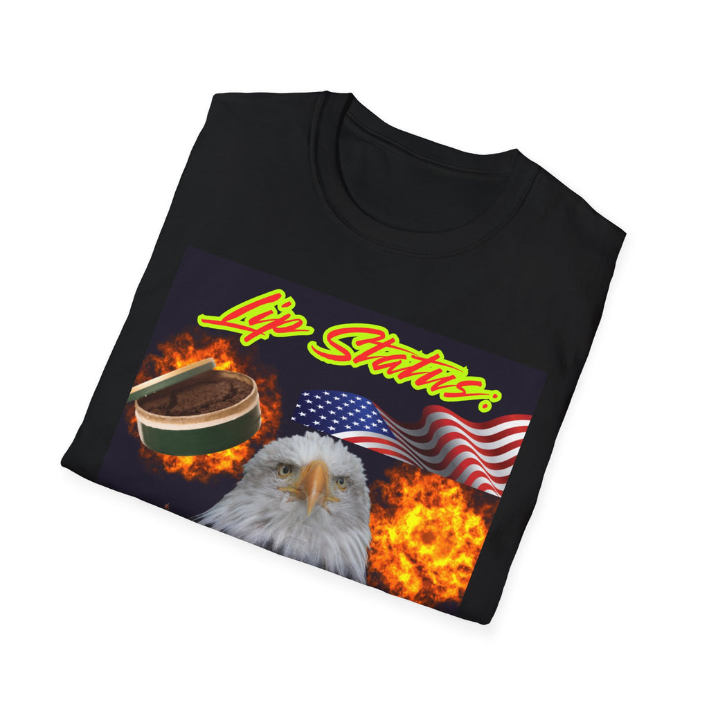 T-Shirt — "Lip Status: Packed" Bald Eagle American Flag Graphic